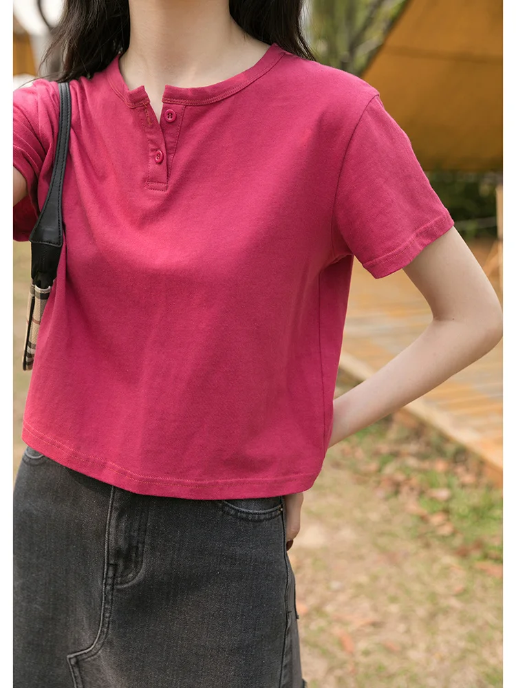 Футболка женская летняя розово-красная тонкая с коротким рукавом | Женская