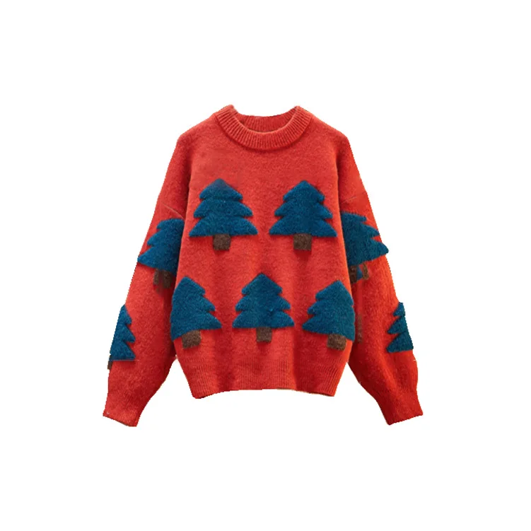 

Christmas cartoon tree jacquard Pullover women's sweater Autumn 2020 new loose large sweet long sleeve sweater pullovers winter