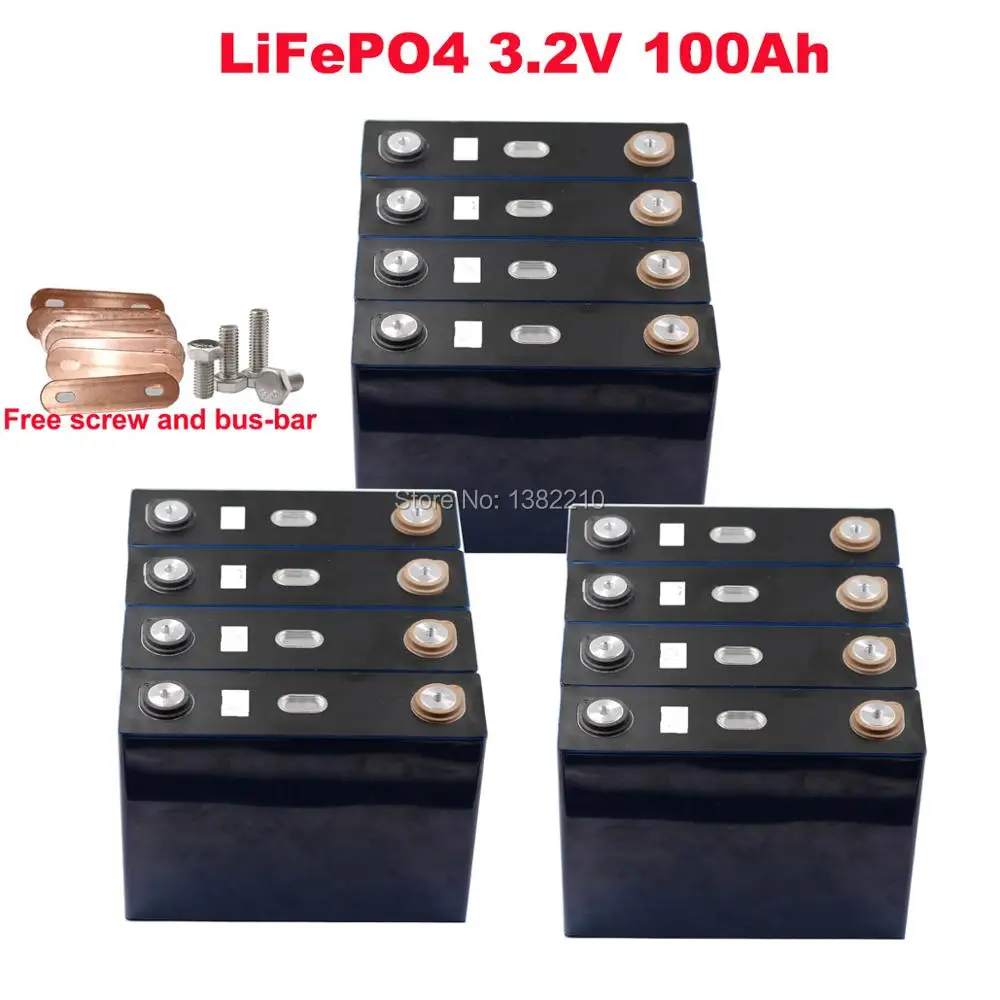 12 шт./лот Класс LiFePO4 3 2 V 100Ah непрерывный разряд 3C 300A для е байка 36В E аккумулятор