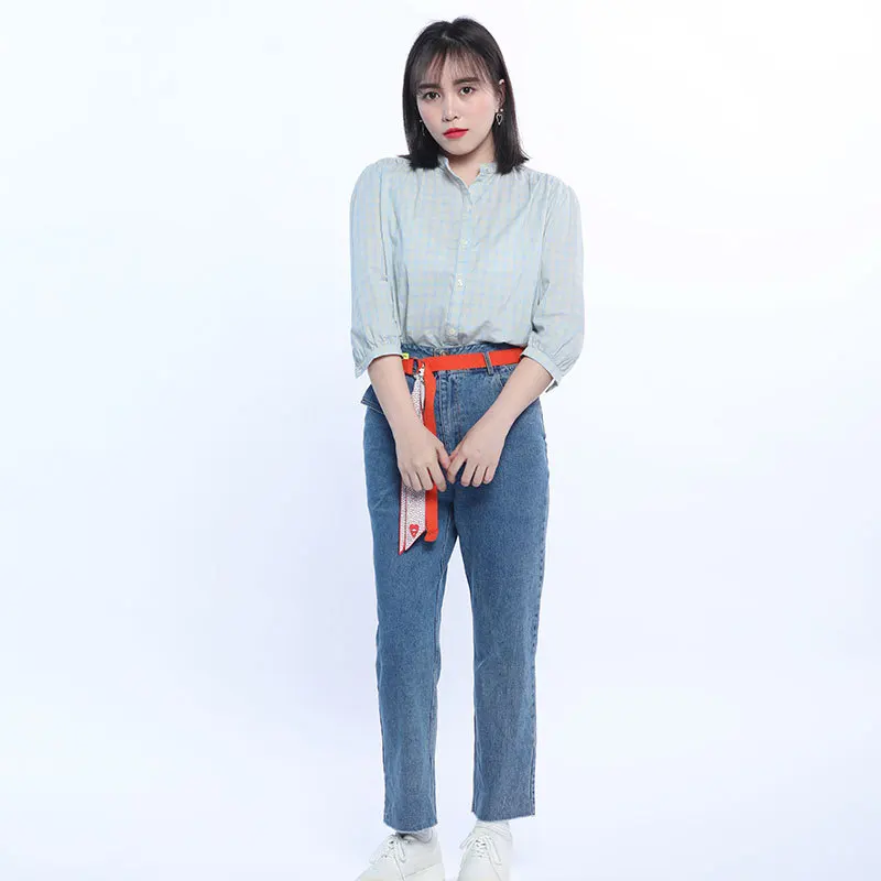 Джинсы женские на весну и лето новинка 2020 свободные модные штаны с высокой талией