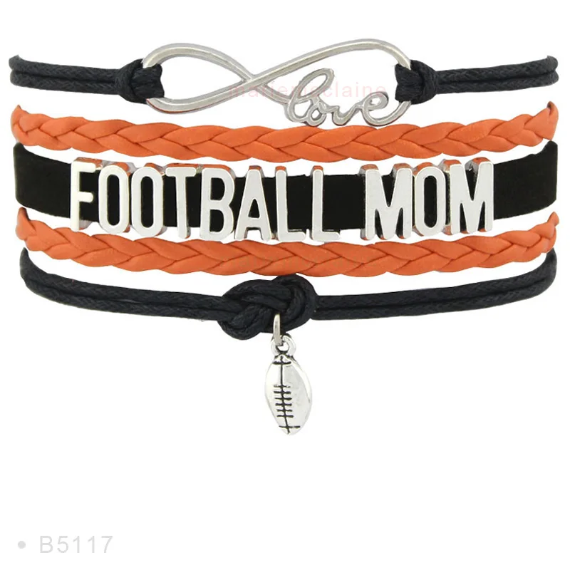 Infinity Love Football Nana, браслеты для мам, дельфинов, фанатов плееров, лучших друзей, ювелирные изделия, мужские кожаные браслеты с бусинами для женщин