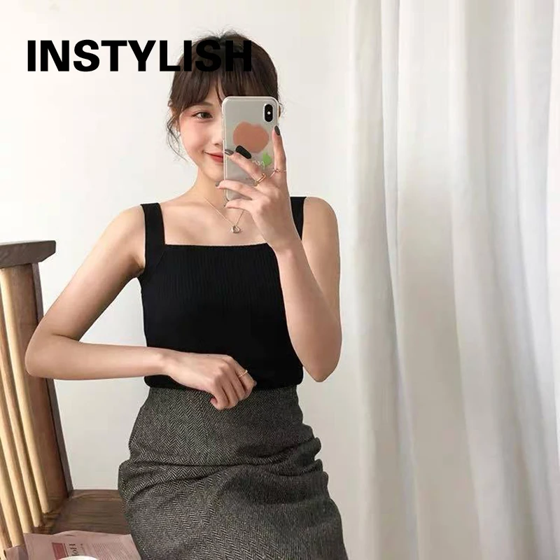 Женский укороченный топ в Корейском стиле Харадзюку Элегантная трикотажная