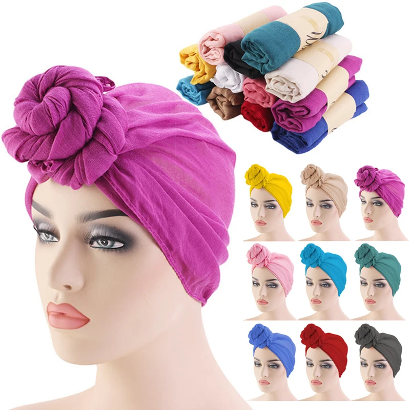 Модный женский шарф тюрбан большой цветок Свадебная вечеринка повязка на голову