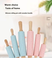 wooden handle silicone rolling pin baking tool dough rolling pin christmas biscuits rolling flour pin kitchen accessories