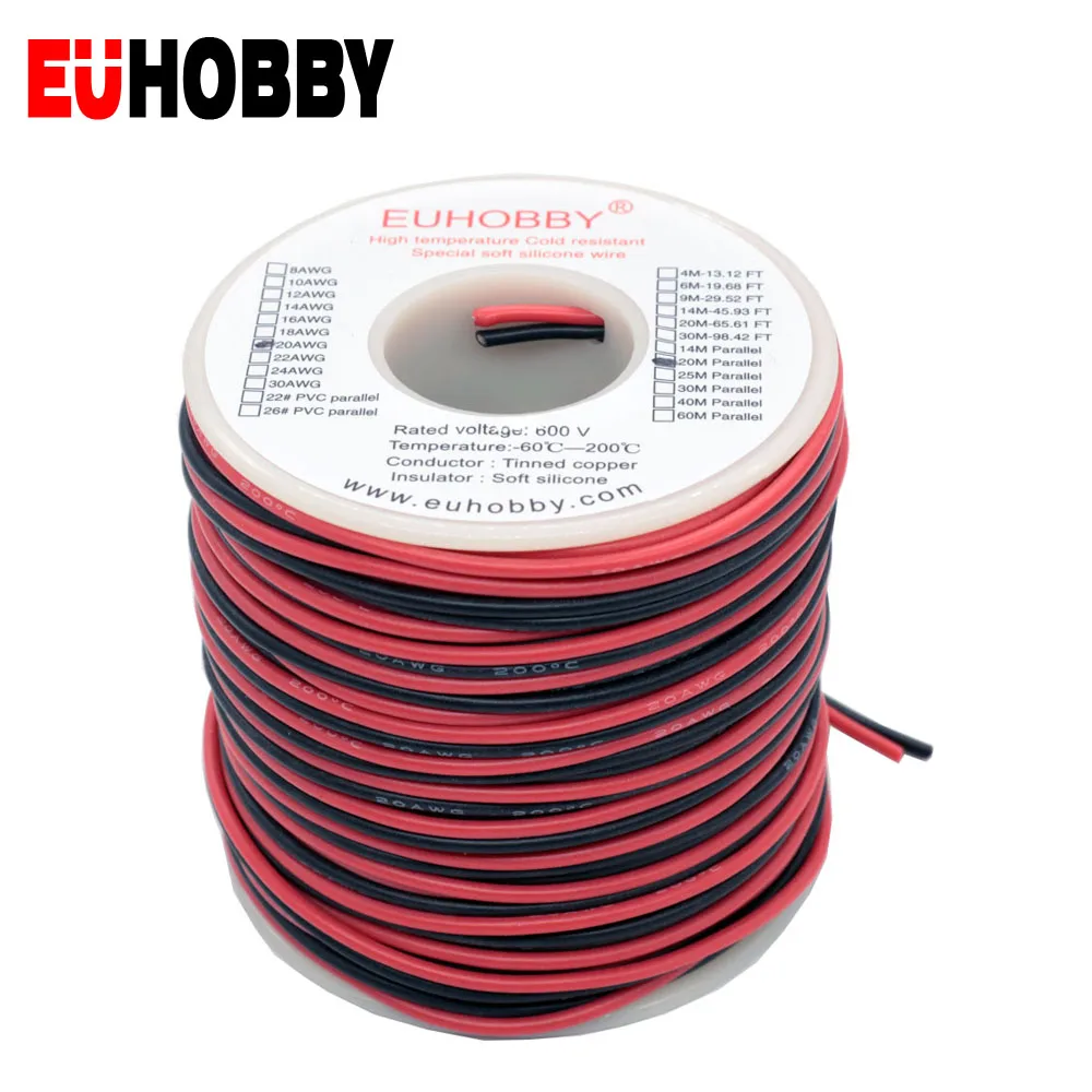 Кабель провод из мягкого силикона 20 м 65.61FT 20AWG сервопровод литиевая батарея