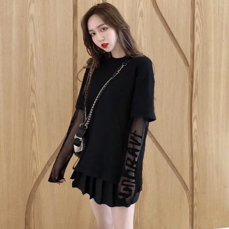 Женская простроченная Сетчатая футболка с длинным рукавом 2020 модная женская