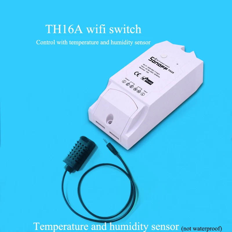 Sonoff TH10A/16A датчик контроля температуры и влажности WiFi умный переключатель пульт дистанционного управления с функцией синхронизации - Цвет: 16 and TH Sensor