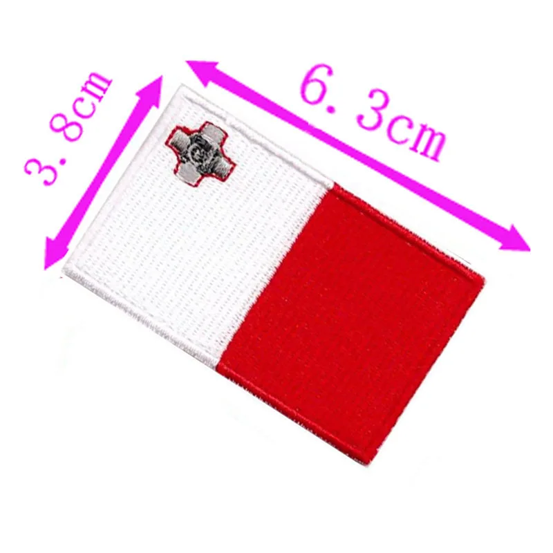 Нашивка с вышивкой флаг Мальты ширина 6 3 см высокое качество Приклеивание утюгом