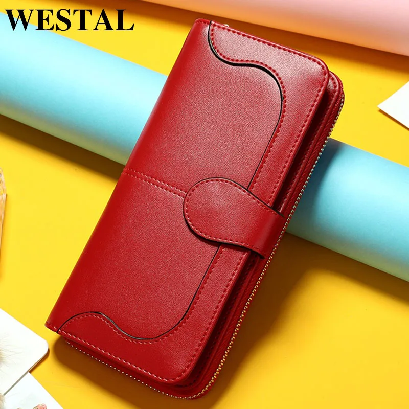 WESTAL Женский кошелек из натуральной кожи женские кошельки Длинные женский клатч