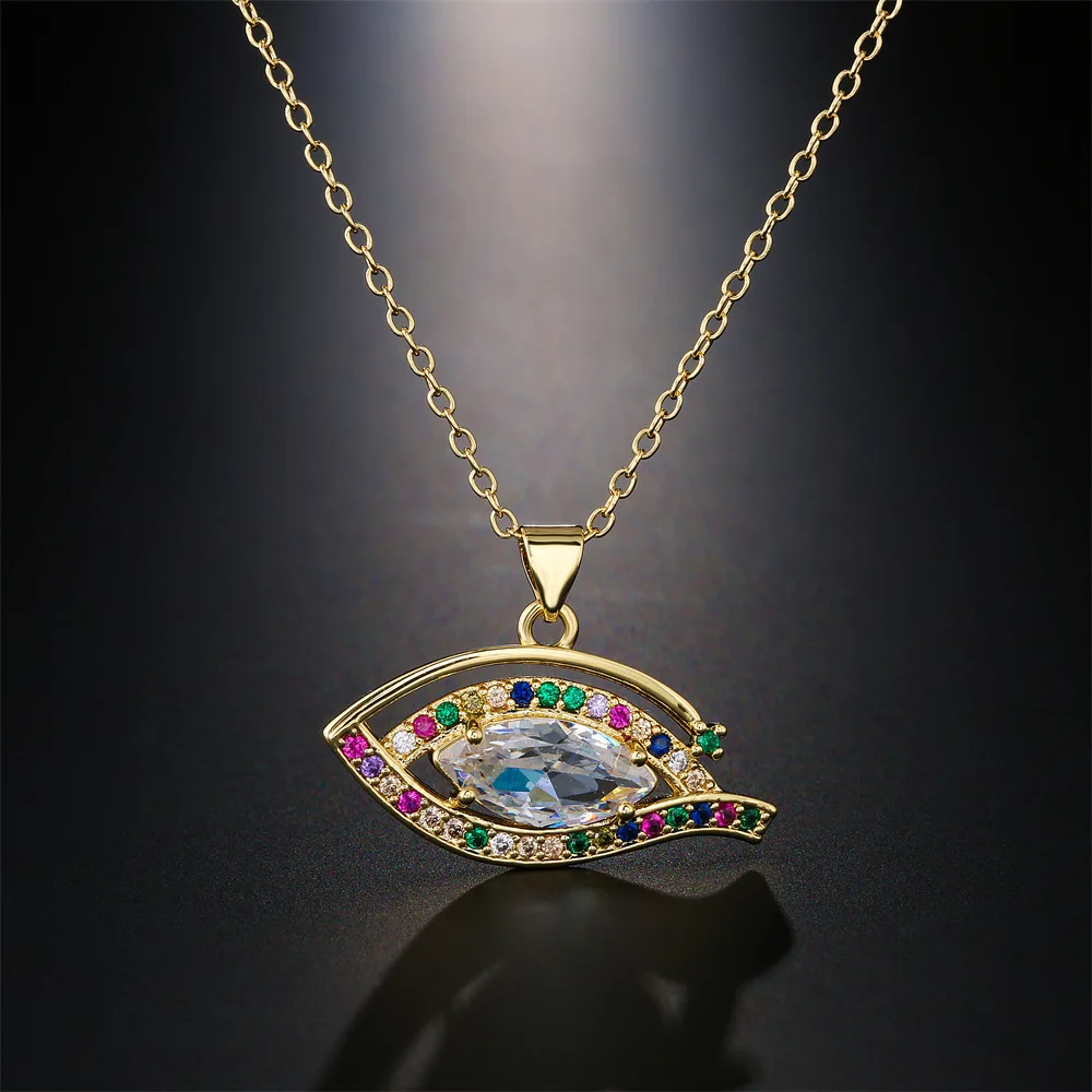 

Minimalist Evil Eye Necklaces Full Shiny Zircon Crystal Pendant Necklace for Women Protection Charm Valentine's Day Jewelry Gift