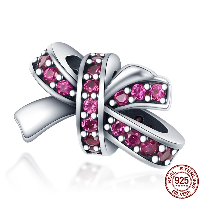 

Бусины из серебра 2021 пробы с розовым цирконием для браслетов Pandora