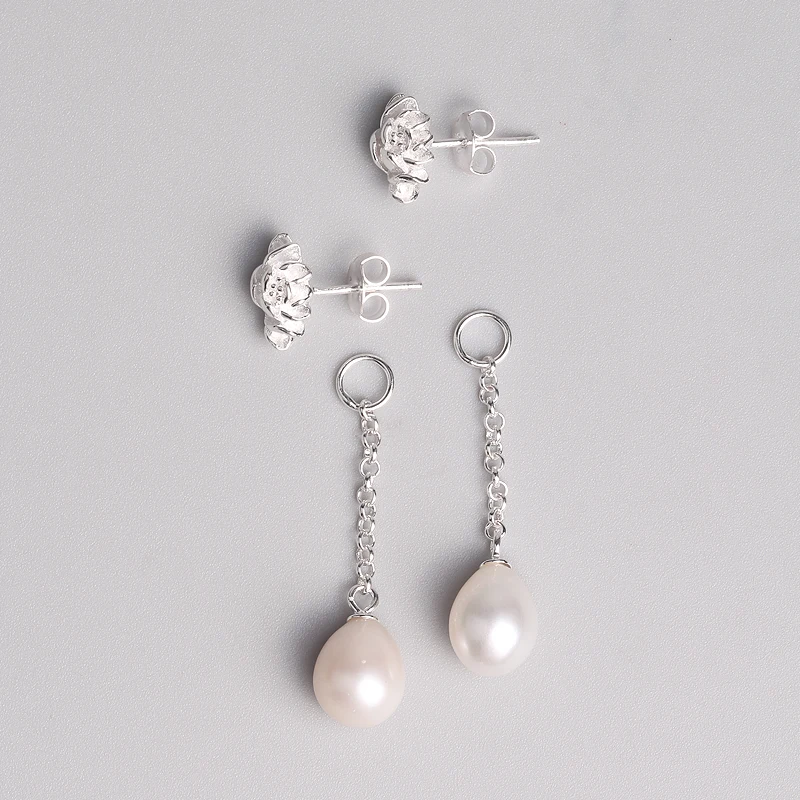 INATURE натуральный пресноводный жемчуг серьги для женщин цветок лотоса 925