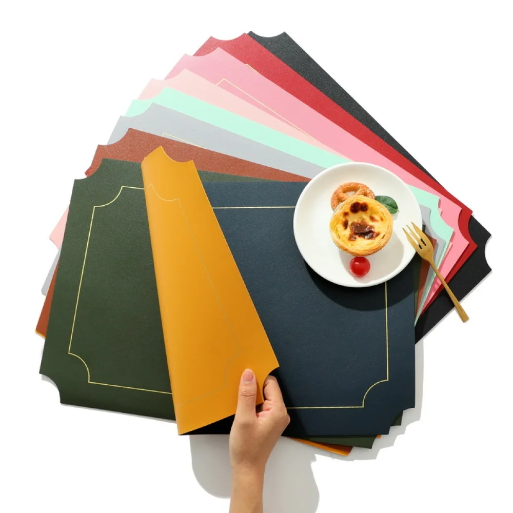 

Bronzing Dual Color Oilproof Leather Placemat Mat Dining Table Decor Tableware Pads Bowl Cup Coaster Kitchen Accessories
