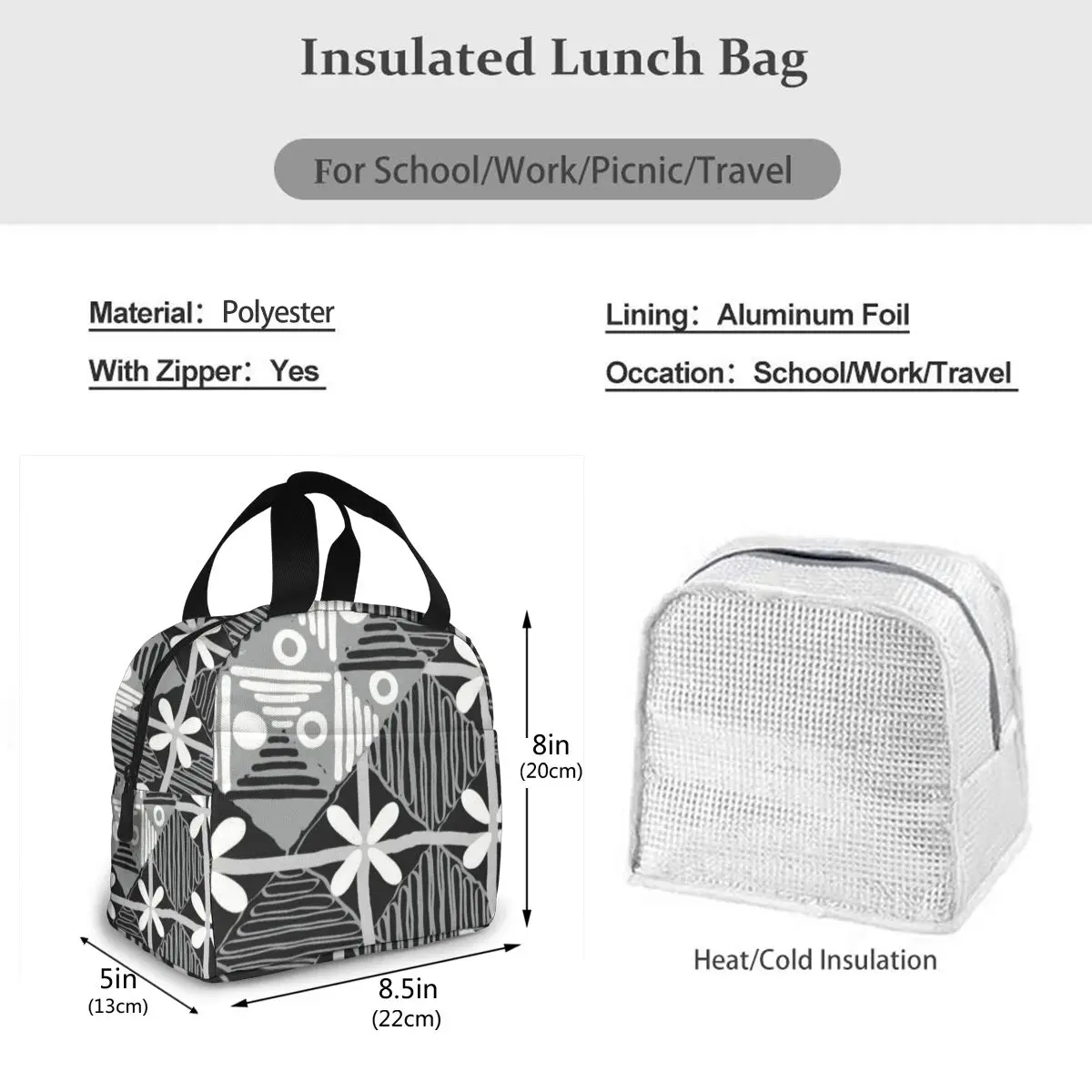 

Retro Design Fashion Thermal Food Picnic Lunch Bags for Women Cooler Lunch Box Portable Children Student lunch Bag Dropshipping