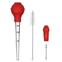sauce oil tube pump pipe turkey cooking with scale silicone head portable with cleaning brush pipette dropper barbecue tool