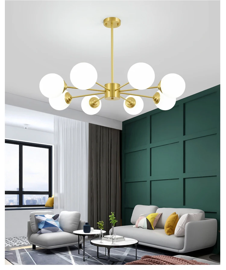 

Nordic magic beans lamp is contracted and contemporary bedroom whole sitting room, restaurant copper chandelier personality net