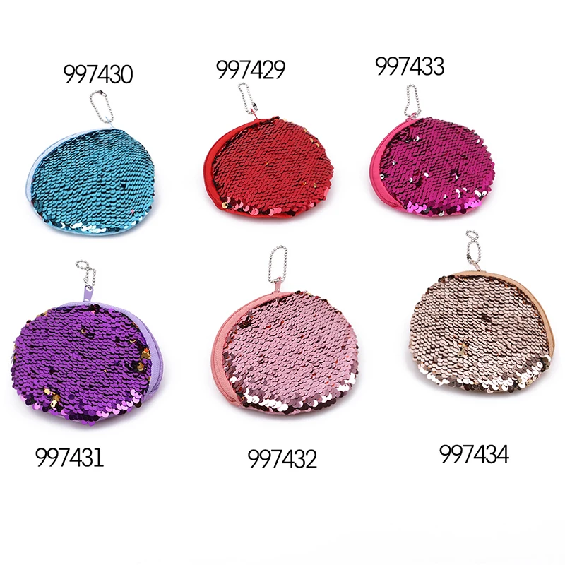 1 шт. круглая мини сумка на молнии с блестящими пайетками двойной цвет для монет