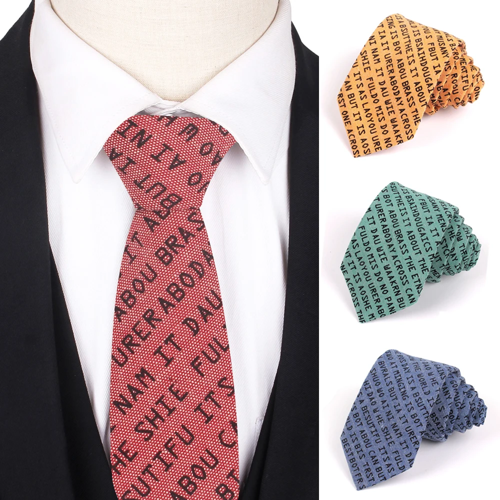 Узкие мужские галстуки классические надписи галстук с принтом для бизнеса