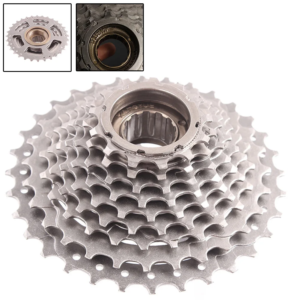 

9 Speed 13-32T MTB Bike Freewheel Silver Stainless Steel Rotating Screw Thread Cassette Flywheel Replacement