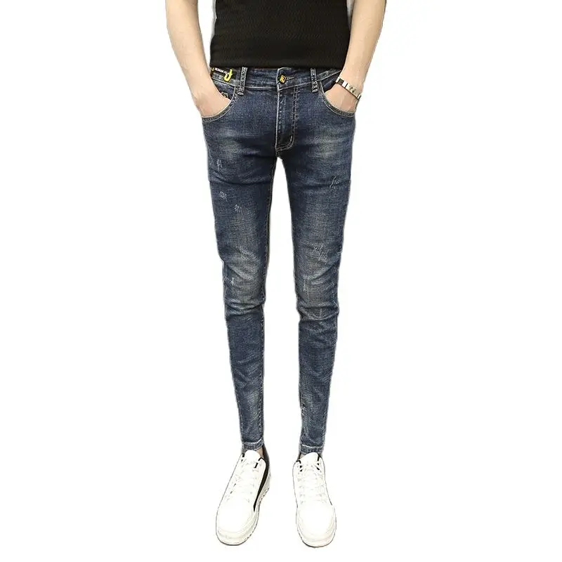 

spring Winter 2021 fashion Men’s Jeans Korean Elastic Youth Slim Pencil Feet Casual Men’s teenager pencil Pants trousers for men