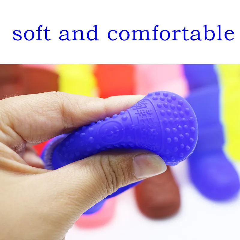 

2021 Pet Dog Rain Boots Soft Puppy Protective Rubber Waterproof Anti-Slip Anti-Dirty Small Dog Rain Shoes Pet Shoes 5 Colors