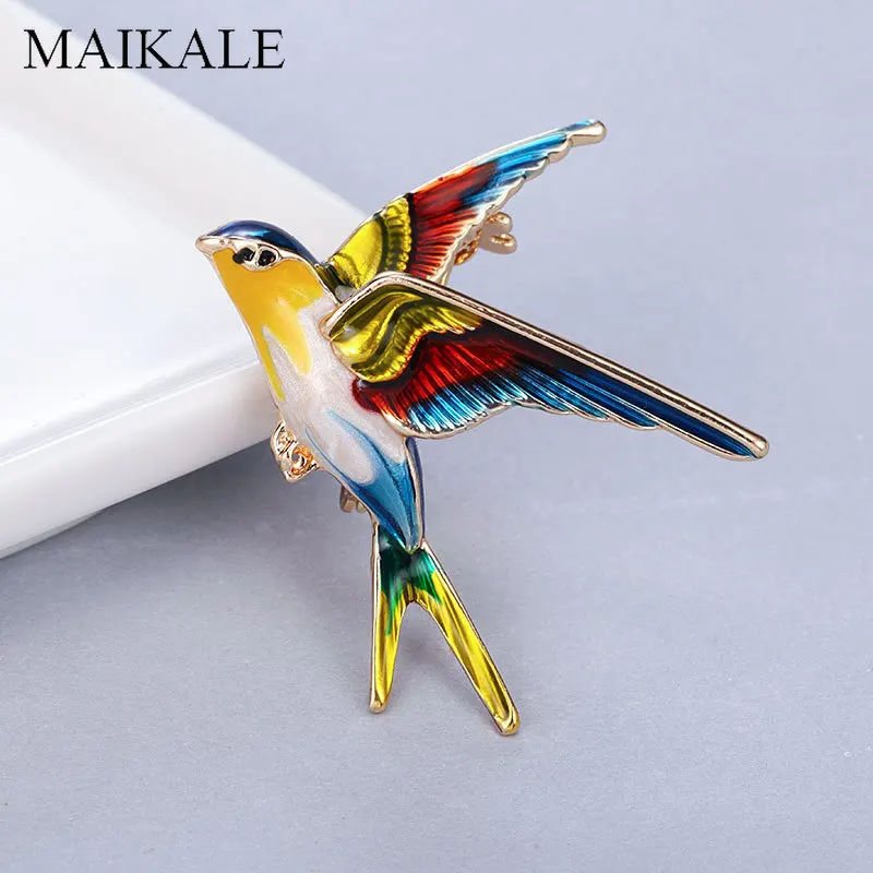 MAIKALE, эмаль, ласточка, птица, брошь на булавке, цветные броши в виде животных для женщин, детей, шарф, костюм, лацканы, подвесные аксессуары для сумок, подарки