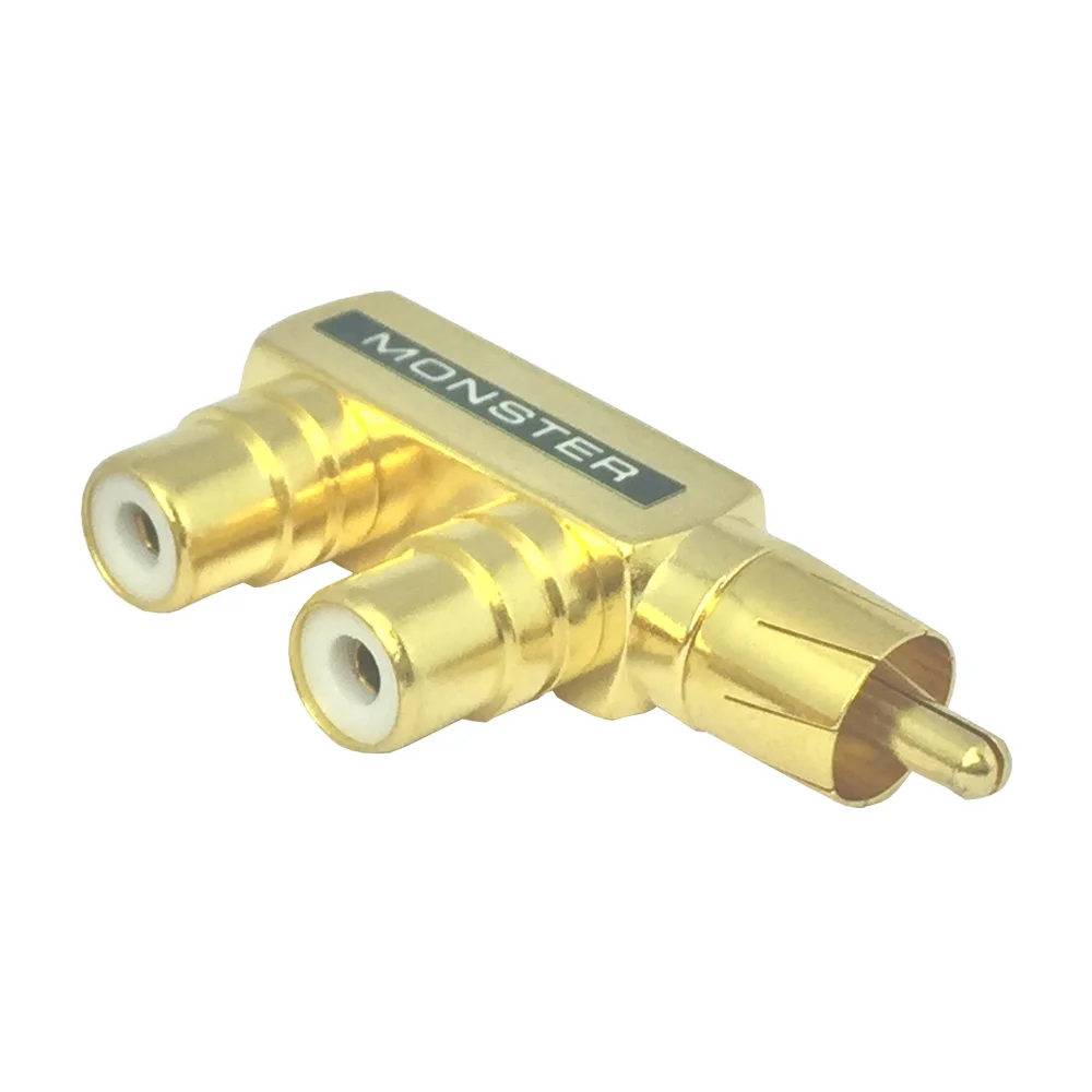 10 шт./лот разъем RCA сплиттер 1xRCA мужской разъем для 2xRCA со штекера на гнездо адаптера позолоченный аудиокабель Переходник RCA конвертер
