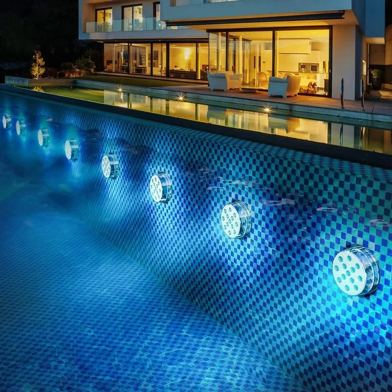 

Battery Operated 10leds RGB Led Submersible Light Underwater Night Lamp Garden Swimming Pool Light for Wedding Party Vase Bowl.