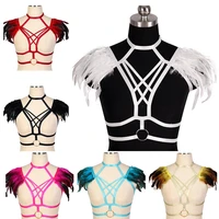 body harness bra harness fashion gothic feather exotic accessories bdsm punk garter belt rave wear chest bondage sexy lingerie
