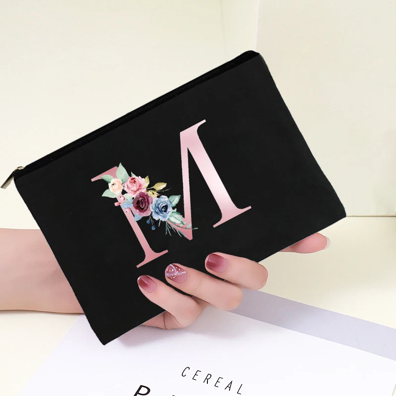 

Ladies Simple Makeup Bag Pink Letters Print Cosmetic Bag Multifunctional Cosmetic Storage Bag Makeup Bags Wholesale