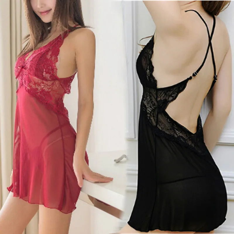 

Sexy Silk Slip Sleepwear Chemises Nightgown Lingerie Fashion Patchwork Nightdress Women Sheer Scalloped Satin Nightwear