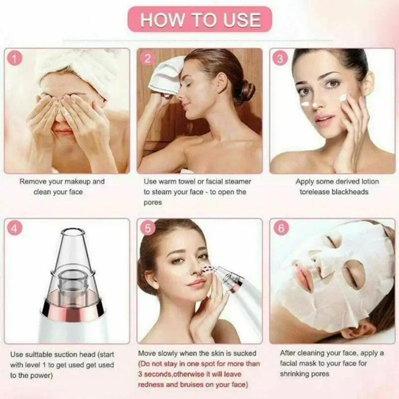Blackhead Remover Face Pore Sucting Acne Cleaner Pimple Removal Vacuum With LED Screen Display Facial Skin Care Devices | Красота и