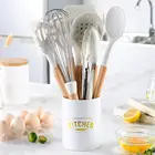 Белый инструмент кухонные приборы, силиконовая утварь с многофункциональной антипригарной лопаткой для яиц, венчик, ручка, ковш, деревянный ковш, N9S5
