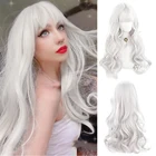 HOUYAN длинные волнистые вьющиеся волосы серебристо-белые девушки Лолита натуральный парик синтетический парик челка косплей розовый черный парик Лолита парик
