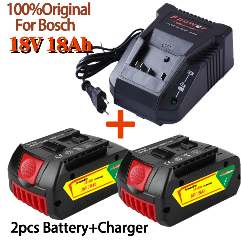 

New original 18V18000mAh Rechargeable For Bosch 18V18.0Ah Battery Backup Portable Replacement BAT609 Indicator light+3A Charger