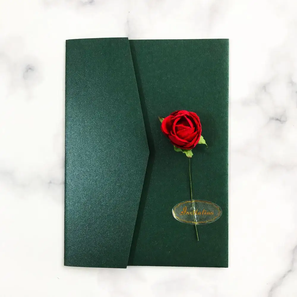 

35pcs/lot Sweet Wedding Invitation Card Flower Garden Style Rose Design Festival Envelope Invitation Card