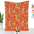 Современное полинезийское одеяло среднего века MCM Tiki Hula Luau для девочек, оранжевое Фланелевое покрывало с 3D принтом