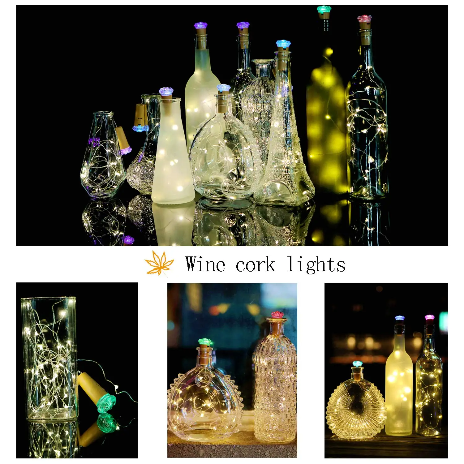 Светодиодные пробковые мини светильники в форме алмазов для бутылок вина