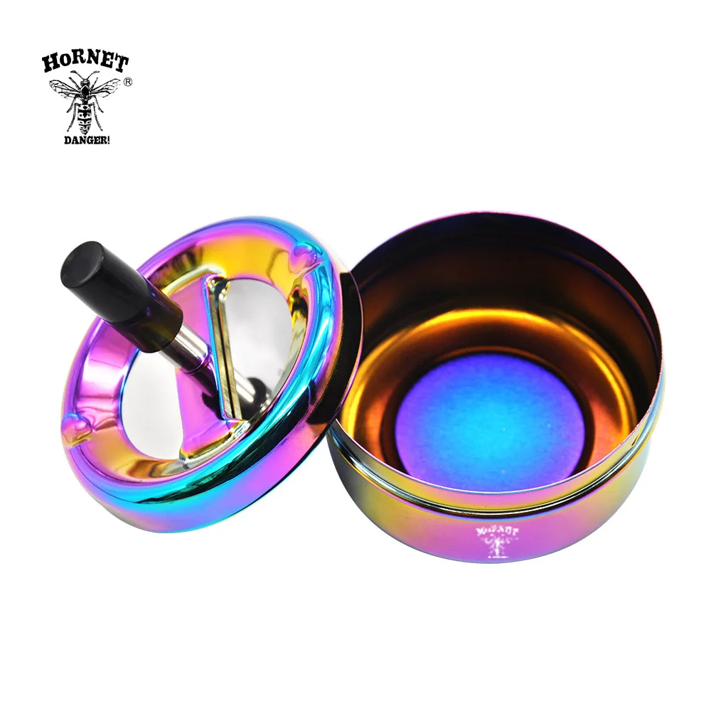 HORNET Радужная пепельница из нержавеющей стали 94 мм пресс роторный портативный