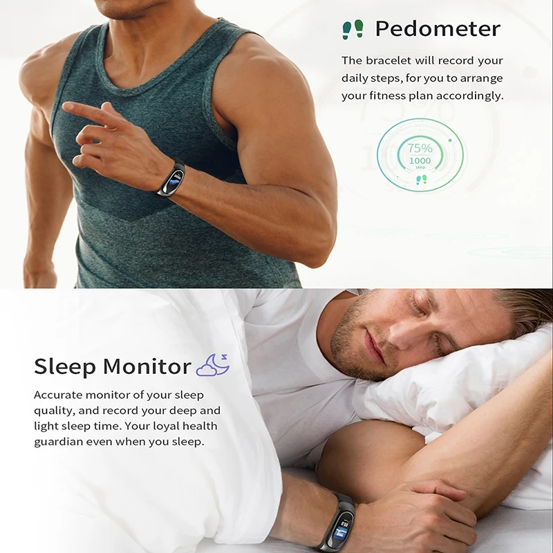 

KR04 0.96 Inch Smartband Support Heart Rate Blood Oxygen Monitor Step Count Sedentary Reminder Smart Band