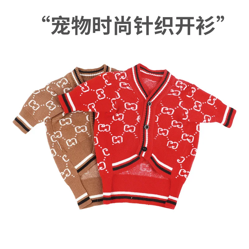 

Pet clothing autumn and winter fashion cardigan small and medium sized dog knitwear