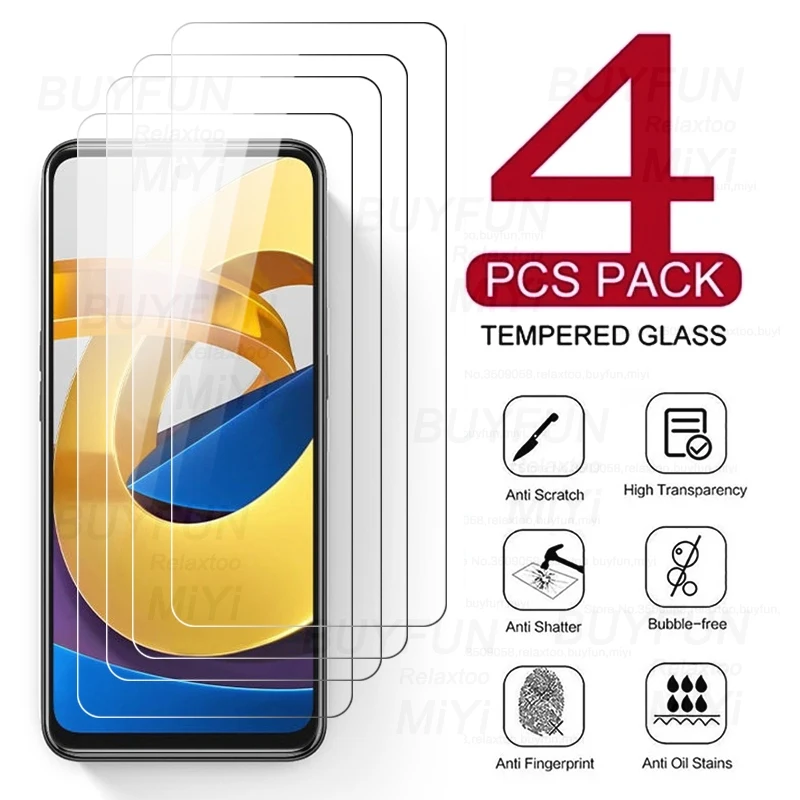 

Защитное стекло HD 4 шт. для Poko Pocco Little M4Pro Poco M4 Pro 5G NFC 6,6 ''взрывозащищенный чехол