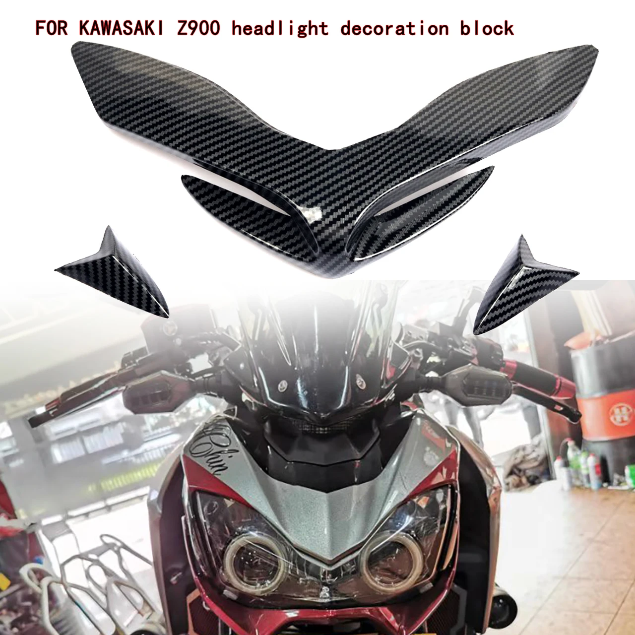 

For Kawasaki Z900 Z 900 2017- 2019 Front Fender Fairing Aerodynamic Winglets Motorcycle Beak Nose Cone Extension Cover Extender