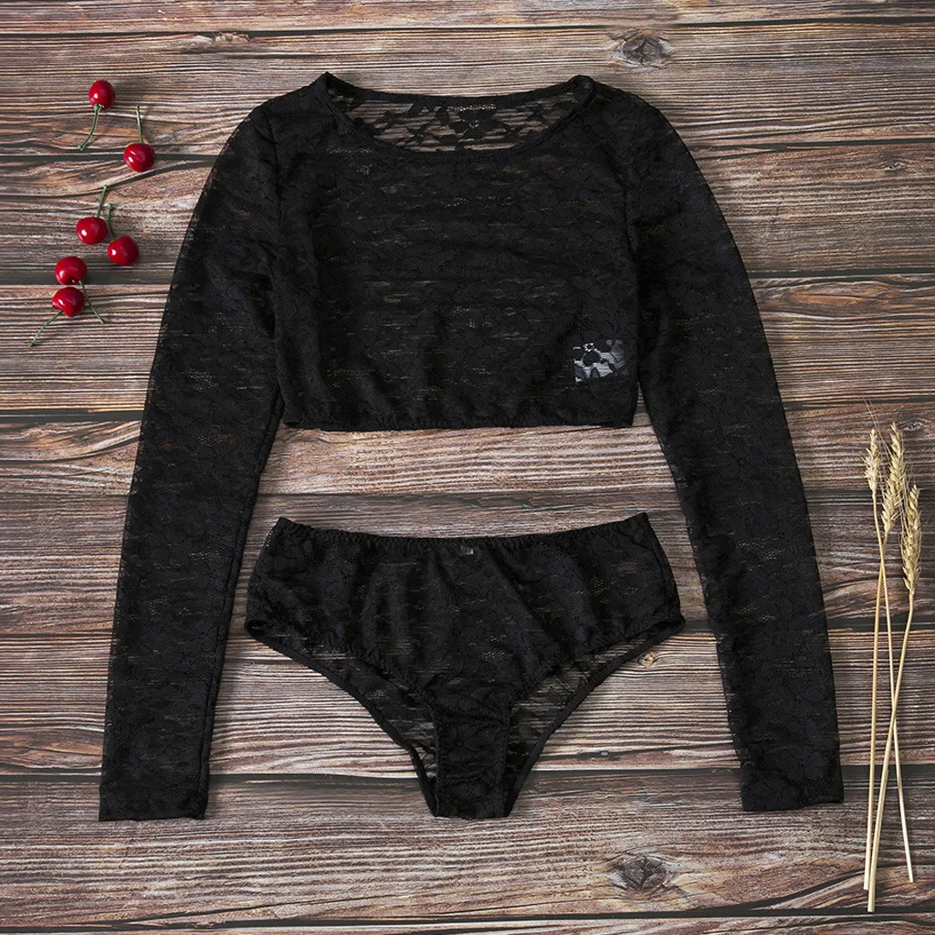 

Women Lace Lingerie Sexy Mesh Floral Embroidery Babydoll Lenceria Mujer with Briefs Set Erotic Porno Sexy Underwear Langerie