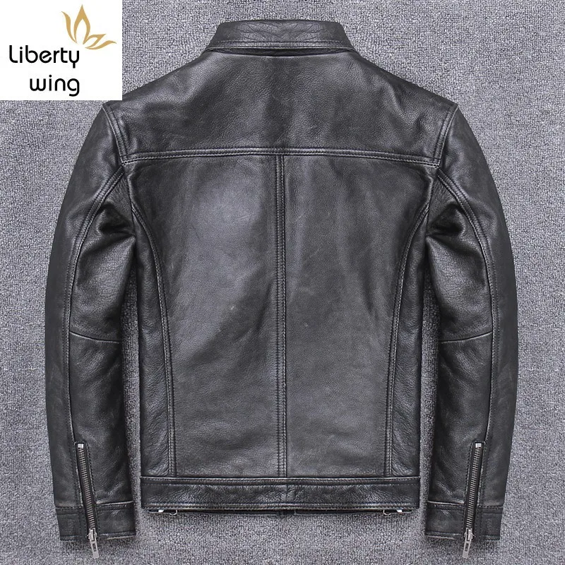 Брендовая мужская куртка из натуральной кожи зимняя облегающая Рабочая