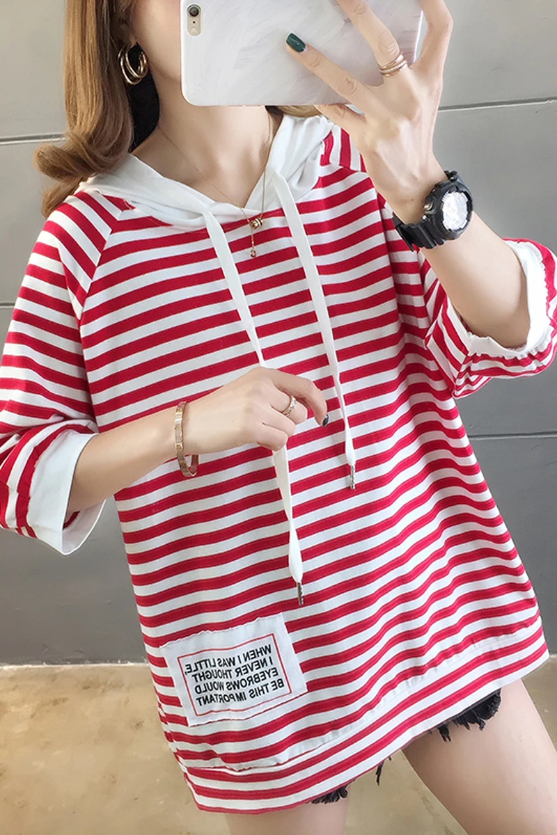 Женская футболка с капюшоном JMPRS Повседневная оверсайз из чистого хлопка в