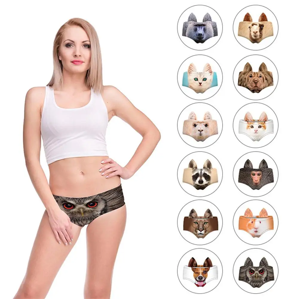 2019 Новое Женское нижнее белье с объемным животным принтом милые трусы кошачьими