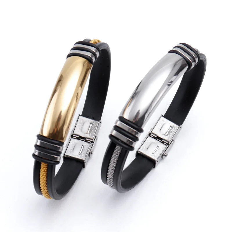 Крутой мужской браслет в стиле панк из нержавеющей стали и силикона браслеты с