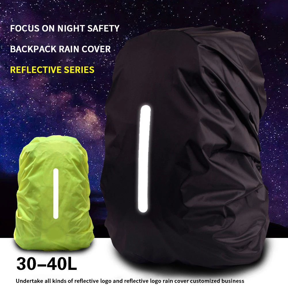 

Reflective Waterproof Backpack Rain Cover Outdoor Sport Night Cycling Safety Light Raincover Case Bag Camping Hiking 8-70L