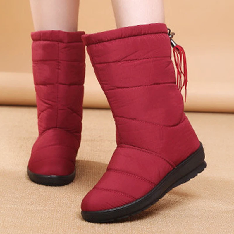 

TIMETANG Winter Women Boots Female Waterproof Tassel Ankle Boots Down Snow Boots Ladies Shoes Woman Warm Fur Botas Mujer
